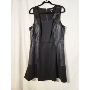 The Limited $99 XL Black Jersey Faux Leather Trim Sleeveless Fit & Flare Dress